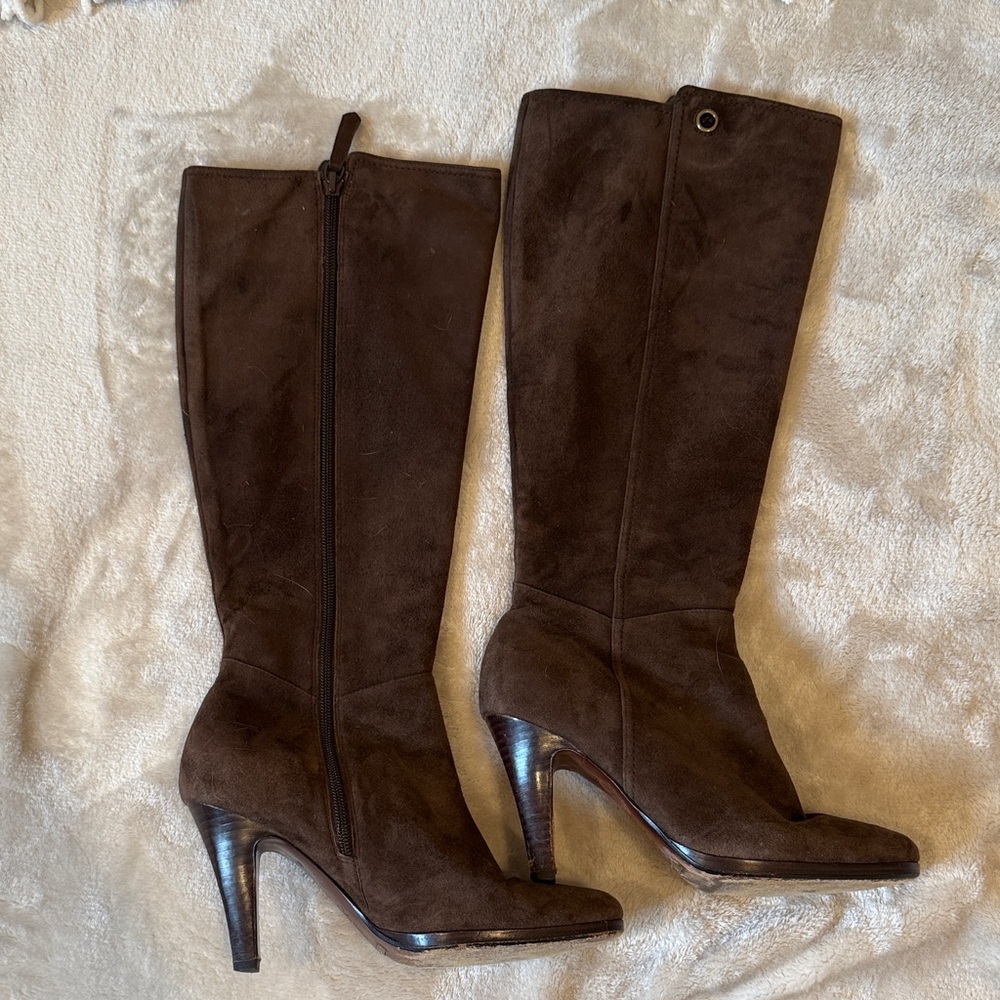 Cole Haan Dark Brown Suede Heeled Boots